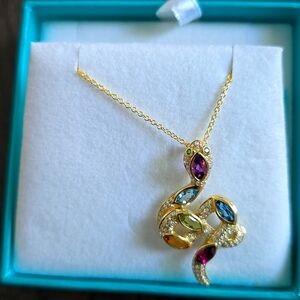 14k yellow gold diamond and multi stone pendant